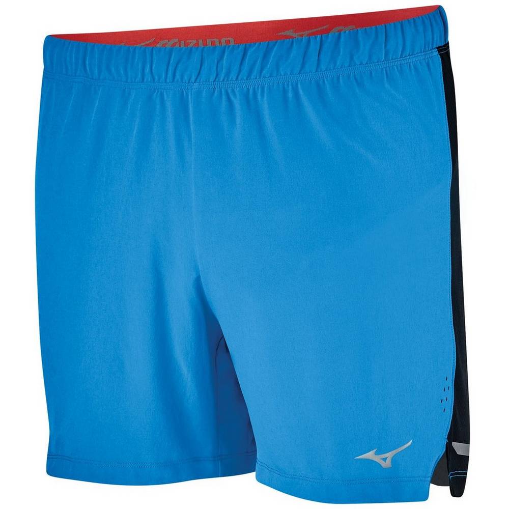 Panske Šortky Mizuno Aero 4.5" Bezecke Modre/Čierne Vypredaj LBDJ09615